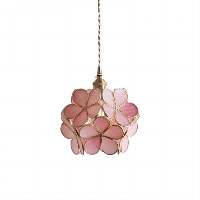 Retro Glass Flower Petal Pendant Lamp