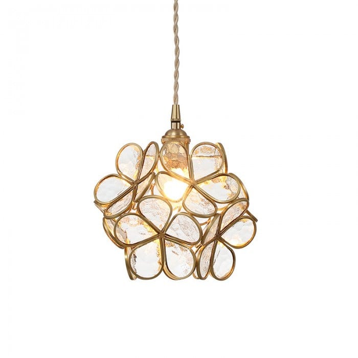 Retro Glass Flower Petal Pendant Lamp