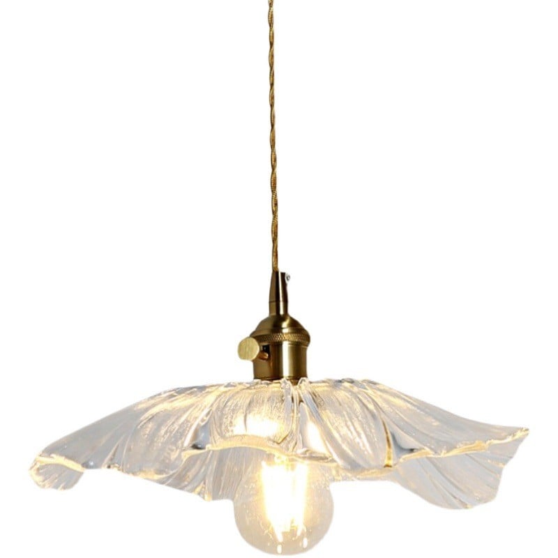 Retro Lotus Glass Pendant Light For bedroom