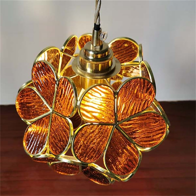 Retro Glass Flower Petal Pendant Lamp