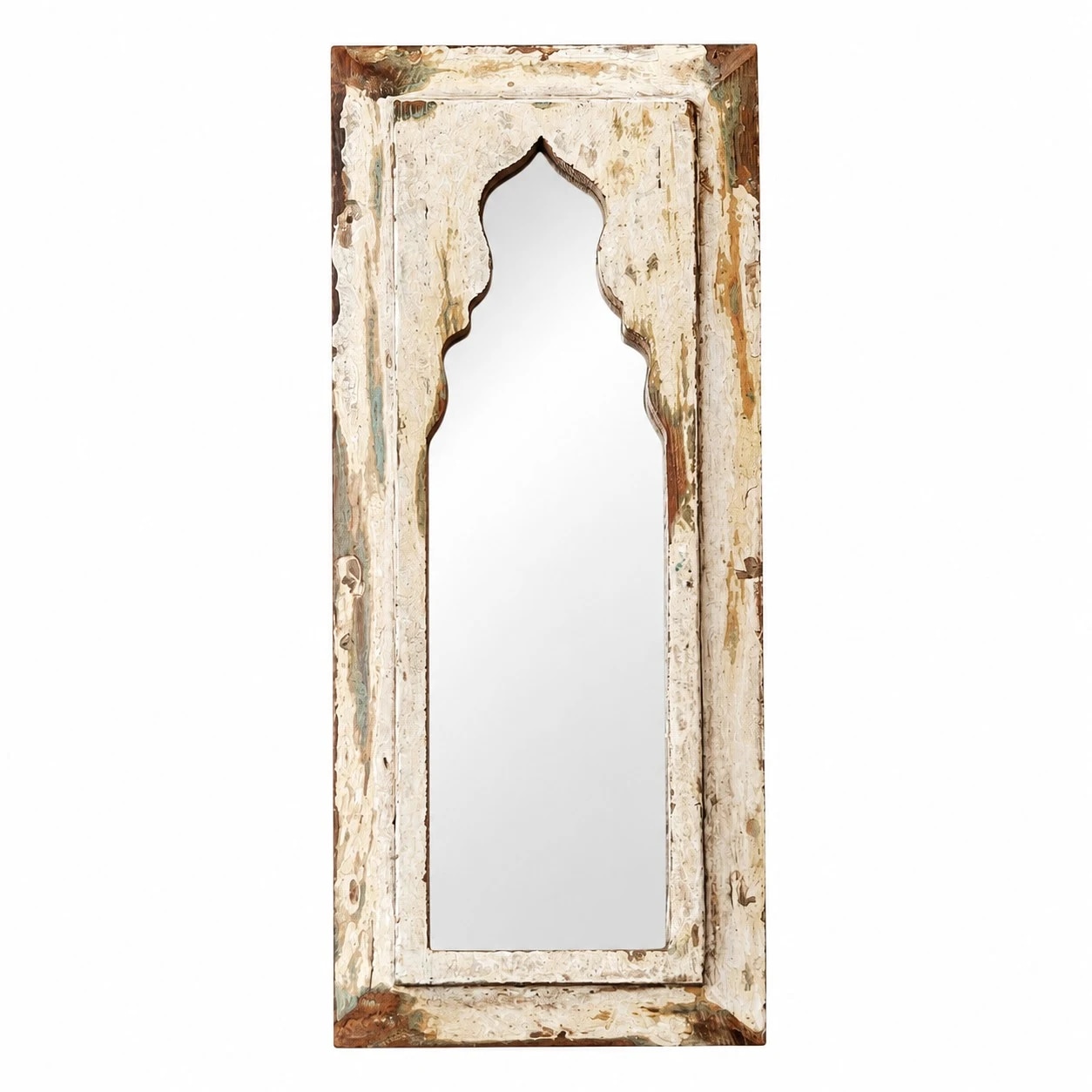 Carved wood arch mirror shown in full