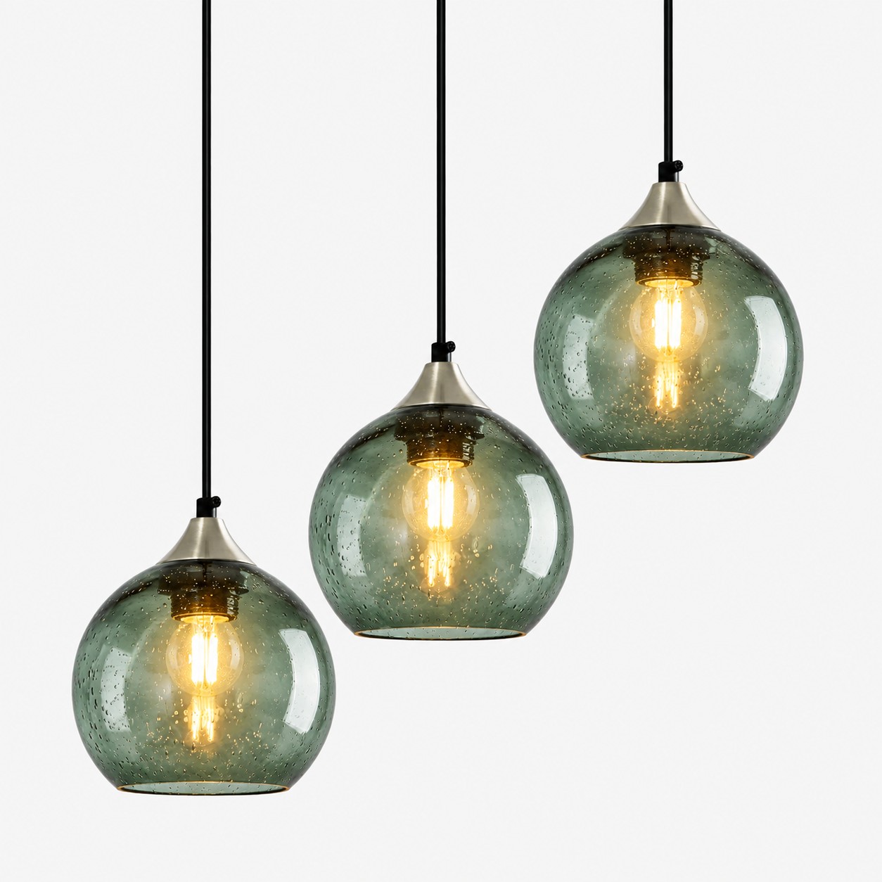 Bubble glass pendant above a dining table